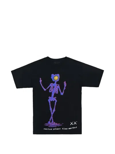 Kaws X Cactus Plant Flea Market Graphic-print T-shirt In Black