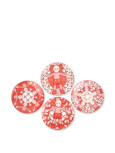 Kaws X Doha Fire Station Ceramic Plates In Orange
