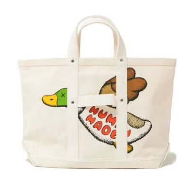 Pre-owned Kaws X Human Made Medium Tote Bag In White