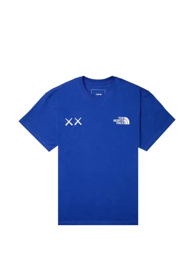 Kaws X North Face Logo-embroidered T-shirt In Blue