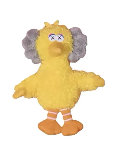 Kaws X Sesame Street Water Parade Big Bird Plush Keychain In Yellow