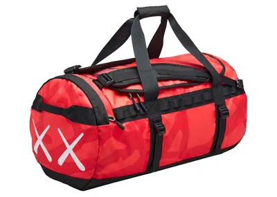 Pre-owned Kaws X The North Face M Duffle Bag In Brilliant Coral 86 Print