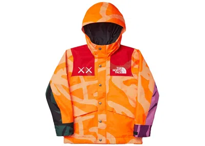 Pre-owned Kaws X The North Face Youth 1986 Mountain Jacket In Kw Power Orange 86 Print