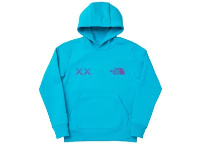 Pre-owned Kaws X The North Face Youth Hoodie In Enamel Blue