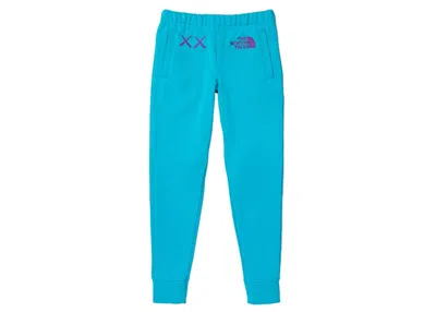 Pre-owned Kaws X The North Face Youth Sweatpant In Enamel Blue