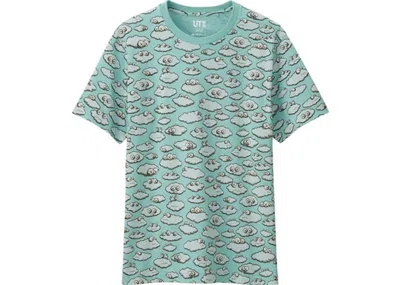 Pre-owned Kaws X Uniqlo All Over Clouds Tee Shirt (japanese Sizing) In Light Blue