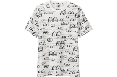 Pre-owned Kaws X Uniqlo All Over Eyes Tee Shirt In White