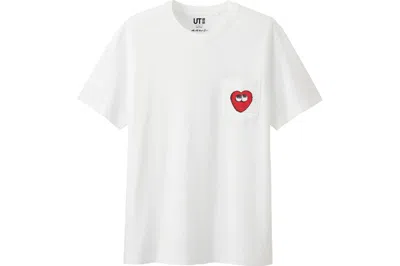 Pre-owned Kaws X Uniqlo Heart Pocket Tee Shirt In White