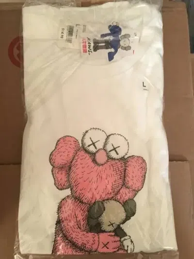 Pre-owned Kaws X Uniqlo Kaws Pink Bff Tee White Large In Multicolor
