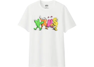 Pre-owned Kaws X Uniqlo Logo Tee Shirt (japanese Sizing) In White