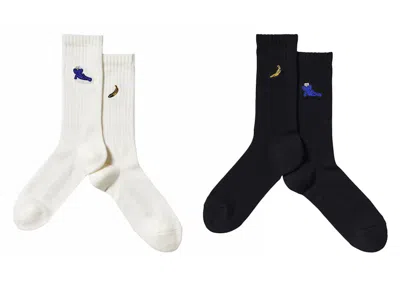 Pre-owned Kaws X Uniqlo Warhol 473504 Socks (set Of 2) In Black/white