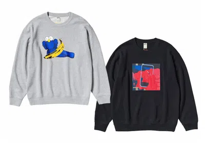 Pre-owned Kaws X Uniqlo Warhol Graphic 472951/476119 Sweatshirt (asia Sizing) In Gray/black