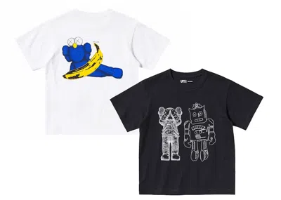 Pre-owned Kaws X Uniqlo Warhol Kids' Ut Graphic 471935/476424 T-shirt Set In White/black