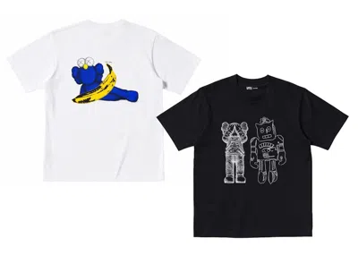Pre-owned Kaws X Uniqlo Warhol Ut Graphic 476351/471321 T-shirt Set In White/black