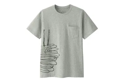 Pre-owned Kaws X Uniqlo X Peanuts Dust Cloud Pocket Tee Shirt Tee Shirt In Gray