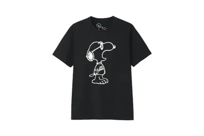 Pre-owned Kaws X Uniqlo X Peanuts Joe  Yawn Outline Tee Shirt In Black