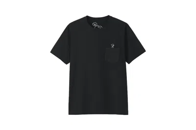 Pre-owned Kaws X Uniqlo X Peanuts Snoopy Pocket Tee Shirt In Black