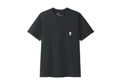 Pre-owned Kaws X Uniqlo X Peanuts Snoopy Pocket Tee Shirt (japanese Sizing) In Black