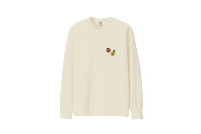 Pre-owned Kaws X Uniqlo X Sesame Street Bert & Ernie Heads Sweatshirt In Natural In Brown