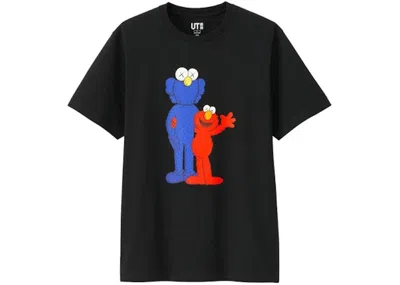 Pre-owned Kaws X Uniqlo X Sesame Street Bff Elmo Tee Shirt (japanese Sizing) In Black