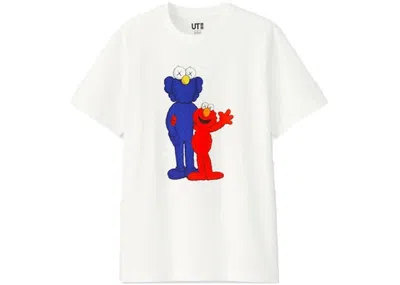 Pre-owned Kaws X Uniqlo X Sesame Street Bff Elmo Tee Shirt (japanese Sizing) In White