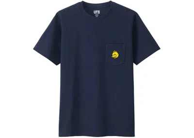 Pre-owned Kaws X Uniqlo X Sesame Street Big Bird Pocket Tee Shirt (japanese Sizing) In Navy Blue