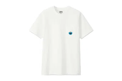 Pre-owned Kaws X Uniqlo X Sesame Street Cookie Monster Pocket Tee Shirt In White