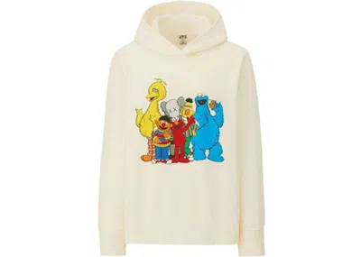 Pre-owned Kaws X Uniqlo X Sesame Street Group #2 Hoodie (japanese Womens Sizing) In Natural
