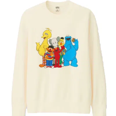 Pre-owned Kaws X Uniqlo X Sesame Street Group #2 Sweatshirt In Natural