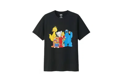 Pre-owned Kaws X Uniqlo X Sesame Street Group #2 Tee Shirt In Black