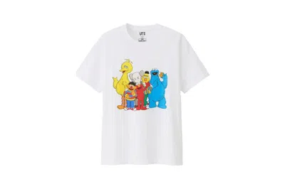 Pre-owned Kaws X Uniqlo X Sesame Street Group #2 Tee Shirt In White