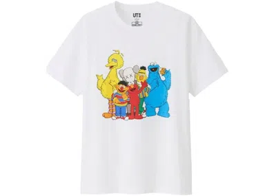 Pre-owned Kaws X Uniqlo X Sesame Street Group #2 Tee Shirt (japanese Sizing) In White