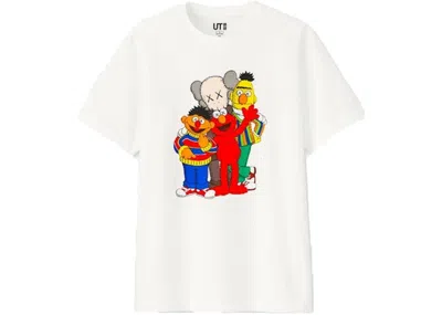 Pre-owned Kaws X Uniqlo X Sesame Street Group Tee Shirt (japanese Sizing) In White