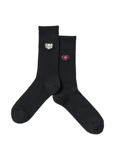 Kaws X Uniqlo X Warhol Embroidered-motif Socks In Black