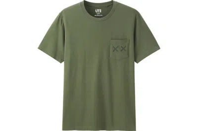 Pre-owned Kaws X Uniqlo Xx Pocket Tee Shirt In Olive