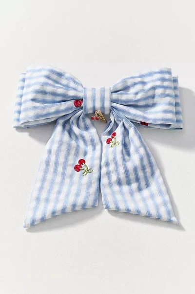 Kaxi Cherry Gingham Hair Bow In Pattern