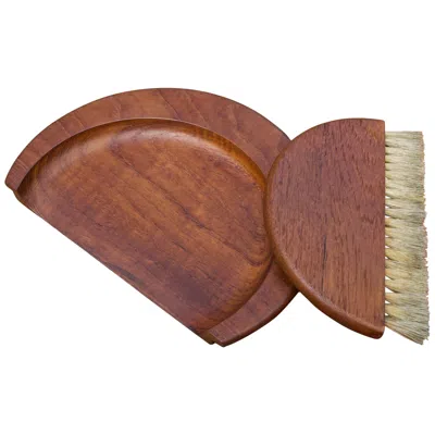 Pre-owned Kay Bojesen 1950s  Danish Teak Dust Bin Crumb Sweeper Set In Brown