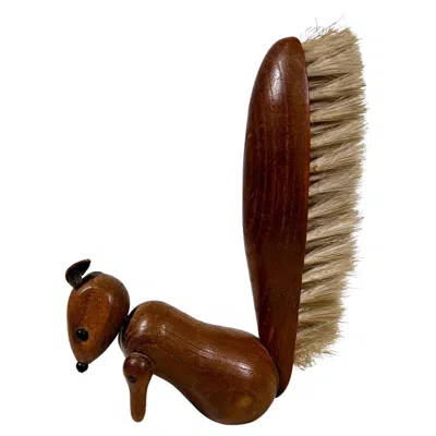 Pre-owned Kay Bojesen 1960s Modernist Wood Squirrel Personal Valet Brush Style Bojesen In Brown