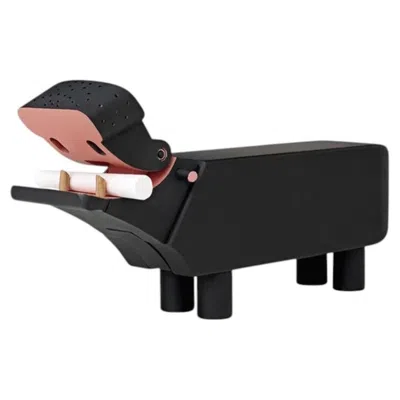 Pre-owned Kay Bojesen Black Hippo Sculpture In Beech Wood, Scandinavian Design