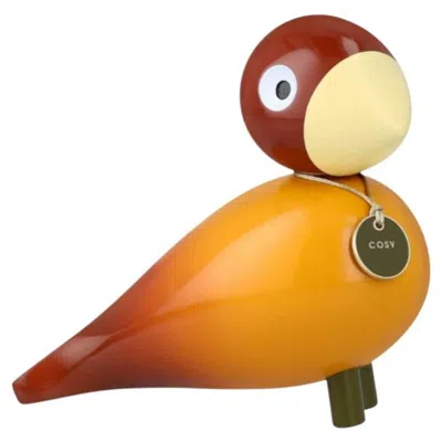 Pre-owned Kay Bojesen 'cosy' Story Bird Sculpture, Scandinavian Modern Wood Art In Orange