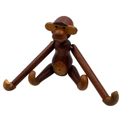 Pre-owned Kay Bojesen Jointed Monkey Toy Danish Modern Teak In Brown