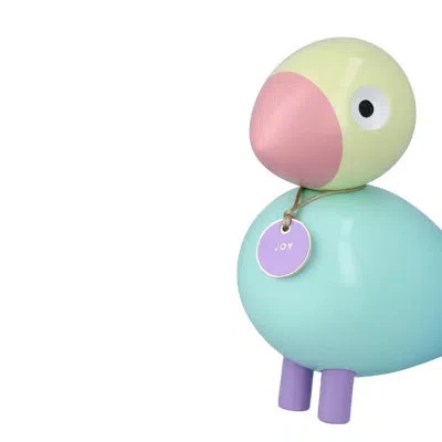 Kay Bojesen Joy Story Bird Wooden Figurine, 6.1" H, Aqua In Blue