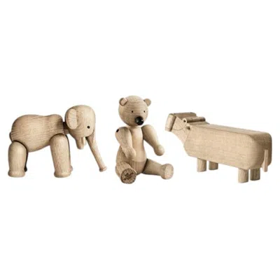 Pre-owned Kay Bojesen 'liliput' Figurines, Oak, Set Of Three In Brown