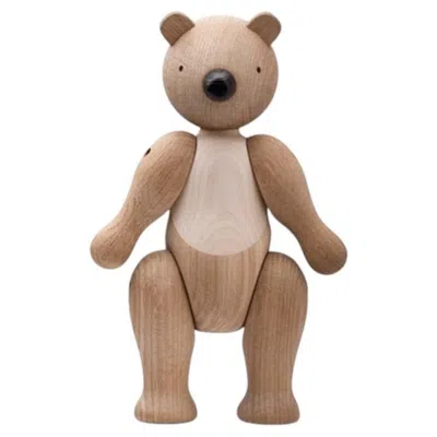 Pre-owned Kay Bojesen Medium Bear Sculpture In Oak & Maple, Scandinavian Design In Brown