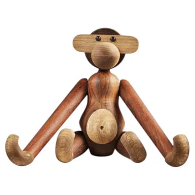 Pre-owned Kay Bojesen Medium Monkey Sculpture, Teak & Limba Wood, Danish Design In Brown