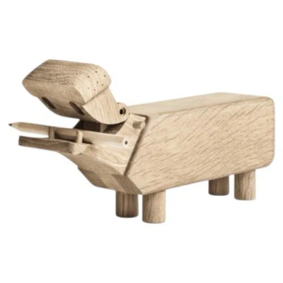 Pre-owned Kay Bojesen Oak Hippo Sculpture, Scandinavian Modern Design, Vietnam In Brown