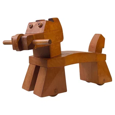 Pre-owned Kay Bojesen Rolling Dog Stool In Beech, 1950s In Brown