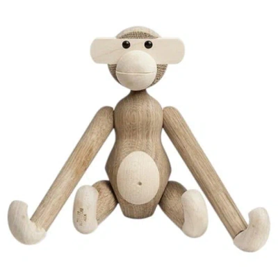 Pre-owned Kay Bojesen Small Monkey Sculpture In Oak & Maple, Scandinavian Design In Brown