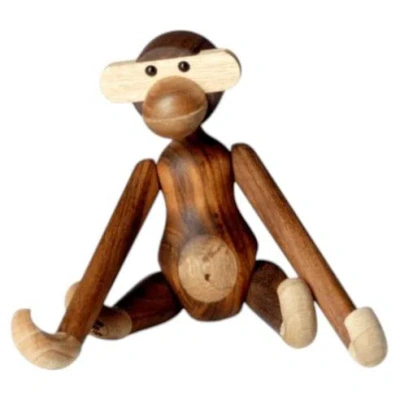 Pre-owned Kay Bojesen Small Monkey Sculpture, Teak & Limba Wood, Danish Design In Brown