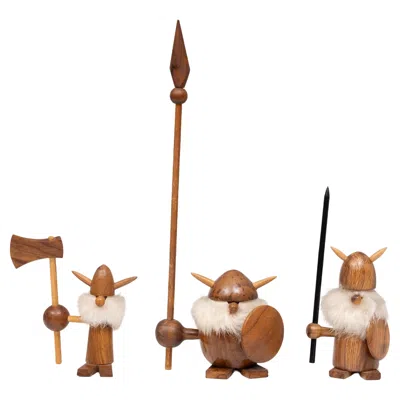 Pre-owned Kay Bojesen Teak Toy Vikings By , Mid-century Modern, Denmark, 1960s In Brown